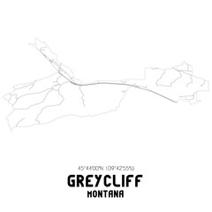 Greycliff Montana. US street map with black and white lines.