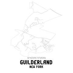 Guilderland New York. US street map with black and white lines.