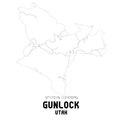 Gunlock Utah. US street map with black and white lines.