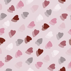  Simple colorful hearts seamless pattern chaotic pink background made of tiny heart silhouettes of overlapping layering effect.For Valentines,mothers day,Easter,wedding,gift wrapping paper,textiles