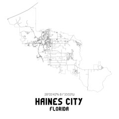 Haines City Florida. US street map with black and white lines.