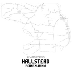 Hallstead Pennsylvania. US street map with black and white lines.
