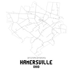 Hamersville Ohio. US street map with black and white lines.