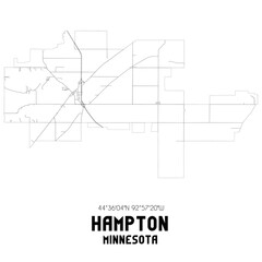 Hampton Minnesota. US street map with black and white lines.