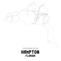 Hampton Florida. US street map with black and white lines. - obrazy, fototapety, plakaty