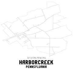Harborcreek Pennsylvania. US street map with black and white lines.