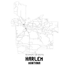Obraz premium Harlem Montana. US street map with black and white lines.