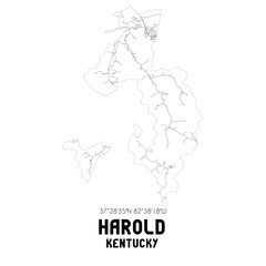 Harold Kentucky. US street map with black and white lines.