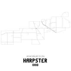 Harpster Ohio. US street map with black and white lines.