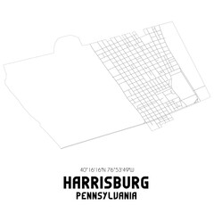 Harrisburg Pennsylvania. US street map with black and white lines.