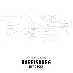 Harrisburg Nebraska. US street map with black and white lines.