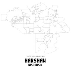 Fototapeta na wymiar Harshaw Wisconsin. US street map with black and white lines.