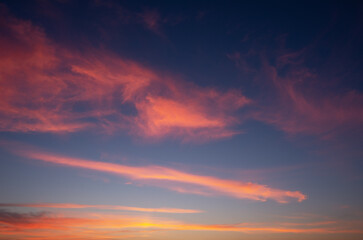 Fiery orange sunset sky. Beautiful sky.