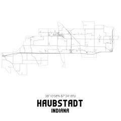 Haubstadt Indiana. US street map with black and white lines.