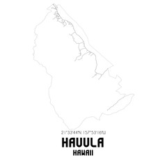 Hauula Hawaii. US street map with black and white lines.