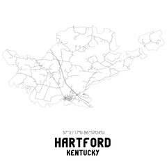 Hartford Kentucky. US street map with black and white lines.