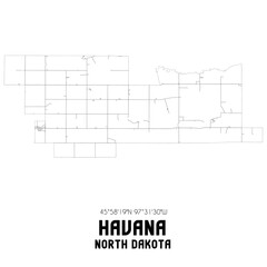 Havana North Dakota. US street map with black and white lines.