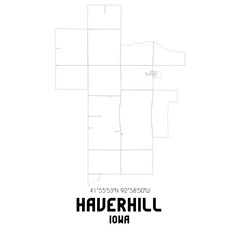 Haverhill Iowa. US street map with black and white lines.