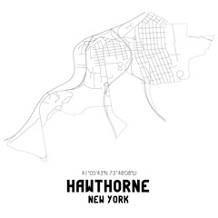 Hawthorne New York. US street map with black and white lines.