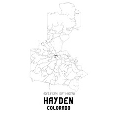 Hayden Colorado. US street map with black and white lines.