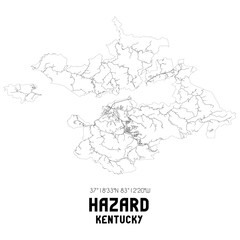 Hazard Kentucky. US street map with black and white lines.