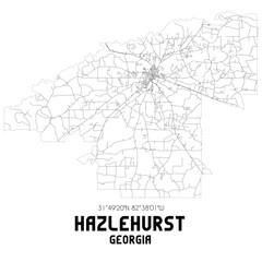 Hazlehurst Georgia. US street map with black and white lines.