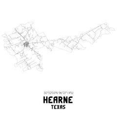 Hearne Texas. US street map with black and white lines.