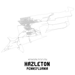 Hazleton Pennsylvania. US street map with black and white lines.