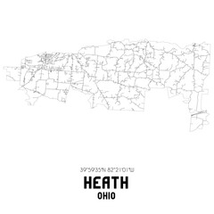 Naklejka premium Heath Ohio. US street map with black and white lines.