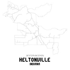 Heltonville Indiana. US street map with black and white lines.