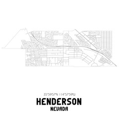 Henderson Nevada. US street map with black and white lines.