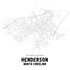 Fototapeta na wymiar Henderson North Carolina. US street map with black and white lines.