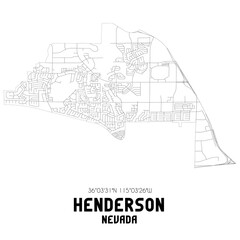 Henderson Nevada. US street map with black and white lines.