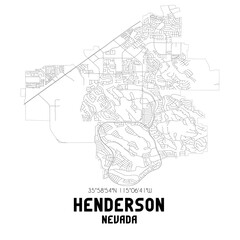 Fototapeta na wymiar Henderson Nevada. US street map with black and white lines.