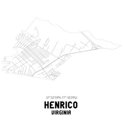 Henrico Virginia. US street map with black and white lines.