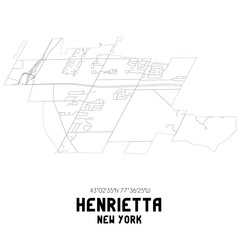 Henrietta New York. US street map with black and white lines.