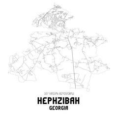 Hephzibah Georgia. US street map with black and white lines.