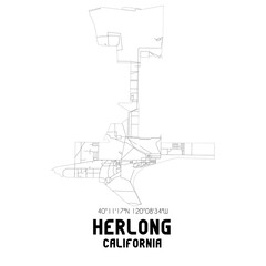 Herlong California. US street map with black and white lines.