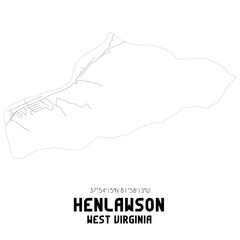 Henlawson West Virginia. US street map with black and white lines.