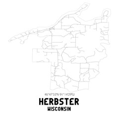 Herbster Wisconsin. US street map with black and white lines.