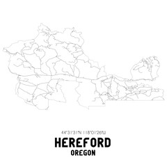 Fototapeta na wymiar Hereford Oregon. US street map with black and white lines.