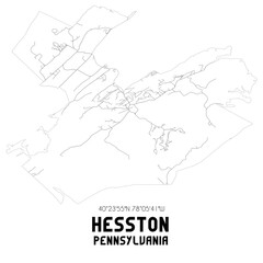 Hesston Pennsylvania. US street map with black and white lines.
