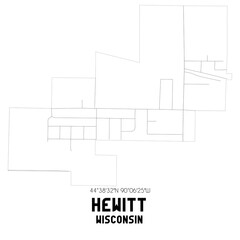 Hewitt Wisconsin. US street map with black and white lines.