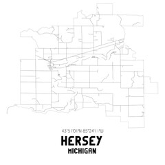 Hersey Michigan. US street map with black and white lines.