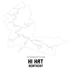 Hi Hat Kentucky. US street map with black and white lines.