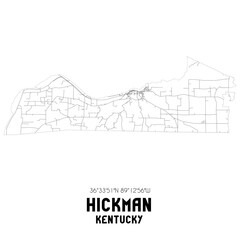 Hickman Kentucky. US street map with black and white lines.