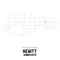 Hewitt Minnesota. US street map with black and white lines.