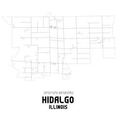 Hidalgo Illinois. US street map with black and white lines.