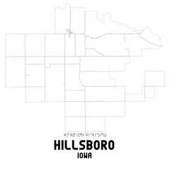 Obraz premium Hillsboro Iowa. US street map with black and white lines.