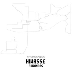 Hiwasse Arkansas. US street map with black and white lines.